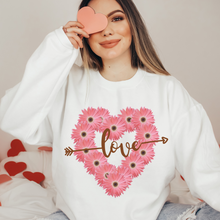 Load image into Gallery viewer, Valentine's Day Daisy Heart Love Unisex-Size Winter Crewneck Sweatshirt Winter Pullover Valentine Love White or Pink Crewneck Sweatshirt