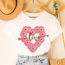 Load image into Gallery viewer, Valentine's Day Daisy Heart Love Unisex-Size Winter Crewneck Sweatshirt Winter Pullover Valentine Love White or Pink Crewneck Sweatshirt