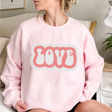 Load image into Gallery viewer, Valentine's Day Retro Love Unisex-Size Winter Crewneck Sweatshirt Winter Pullover Valentine Love White or Pink Crewneck Sweatshirt