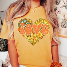 Load image into Gallery viewer, Retro Valentine's Day Orange and Yellow Heart Love Unisex-Size Winter Comfort Colors®T-Shirt Six Pretty Colors Valentine's Hippie White Crewneck Sweatshirt