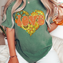 Load image into Gallery viewer, Retro Valentine's Day Orange and Yellow Heart Love Unisex-Size Winter Comfort Colors®T-Shirt Six Pretty Colors Valentine's Hippie White Crewneck Sweatshirt