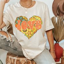 Load image into Gallery viewer, Retro Valentine's Day Orange and Yellow Heart Love Unisex-Size Winter Comfort Colors®T-Shirt Six Pretty Colors Valentine's Hippie White Crewneck Sweatshirt