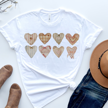 Load image into Gallery viewer, Valentine's Day Tiny Pastel Hearts Unisex-Size Winter Crewneck Sweatshirt or Tee Winter Pullover Valentine Print Hearts White Crewneck or T-Shirt