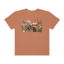 Load image into Gallery viewer, Pumpkin Spice Coffee Halloween Spooky Season Comfort Colors® Halloween T-Shirt, Women&#39;s Skeletons and Skulls T-Shirt
