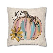 Load image into Gallery viewer, Fall Pillow Cover, Autumn Throw Pillow Cover, Rustic Farmhouse Home Decor, Rustic Decor, Watercolor Pink Pumpkin, Two Side Print, Four Sizes
