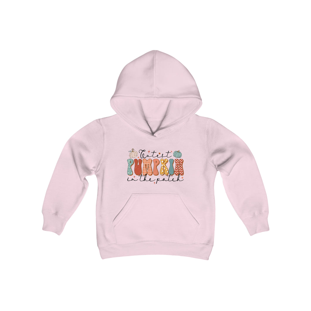 Kids Fall Hoodie, Cutest Pumpkin In The Patch Hooded Sweatshirt, Boys or Girls Fall Hooded Sweatshirt, Colorful Pastel Design