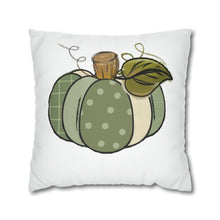 Load image into Gallery viewer, Fall Pillow Covers, Rustic Country Square covers, Country Farmhouse Decor, Pillowcase Set, Sage Green Pumpkin Pillow Covers
