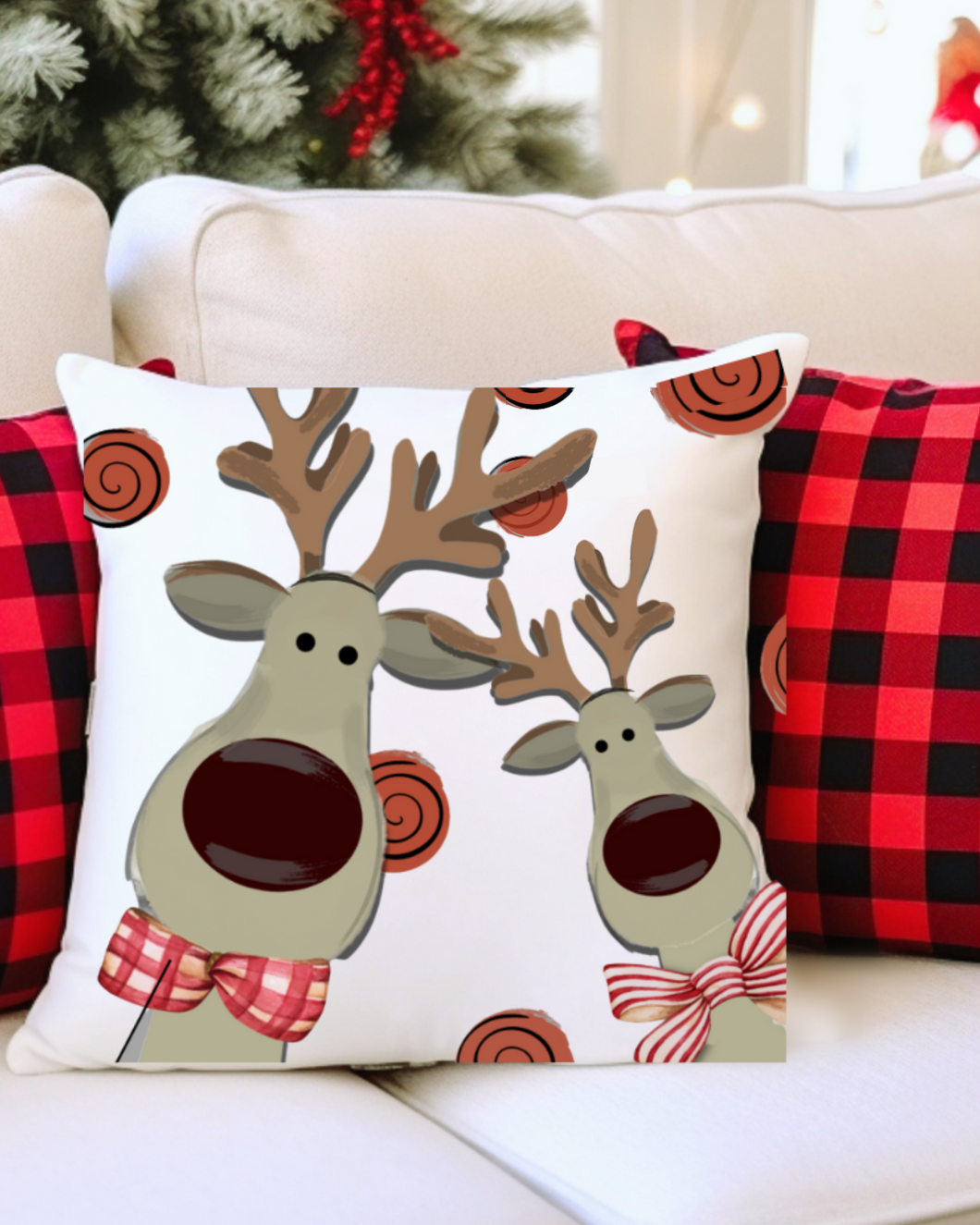 Christmas Reindeer Spun Polyester Square Pillow Fun Christmas Decor Throw Pillow