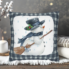 Load image into Gallery viewer, Christmas Pillow Cover, Snowman Christmas Pillow Cover, Rustic Christmas, Holiday Pillow Cover, Farmhouse Decor Pillow, Christmas Porch Decor
