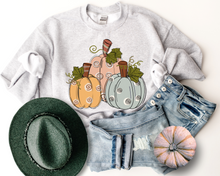 Load image into Gallery viewer, Women&#39;s Fall Hand Drawn Pastel Pumpkins Pullover Sweatshirt
