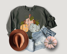 Load image into Gallery viewer, Women&#39;s Fall Hand Drawn Pastel Pumpkins Pullover Sweatshirt
