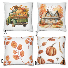 Load image into Gallery viewer, Fall Pillow Covers, Rustic Country Square covers, Country Farmhouse Decor Pillowcase Set, Farmhouse Pumpkins
