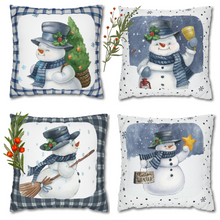 Load image into Gallery viewer, Christmas Pillow Cover, Snowman Christmas Pillow Cover, Rustic Christmas, Holiday Pillow Cover, Farmhouse Decor Pillow, Christmas Porch Decor
