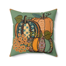 Load image into Gallery viewer, Fall Pumpkins Spun Polyester Square Pillow, Fall  Decor Throw Pillow
