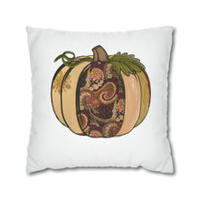 Load image into Gallery viewer, Fall Pillow Covers, Rustic Country Square covers, Country Farmhouse Decor, Paisley Pumpkin Pillowcase Set, Modern Farmhouse Decor
