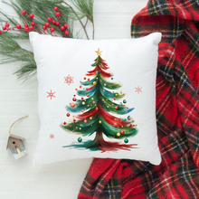 Load image into Gallery viewer, Christmas Pillow Covers, Bright Christmas Tree, Square Covers, Country Farmhouse Decor, Pillowcase Set, Farmhouse Tree, Porch Pillows, Entryway Decor
