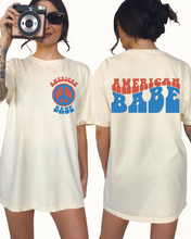 Load image into Gallery viewer, American Babe Comfort Colors® Shirt, Trendy 4th of July T-Shirt, Garment Dyed T-Shirt, Retro T-Shirt
