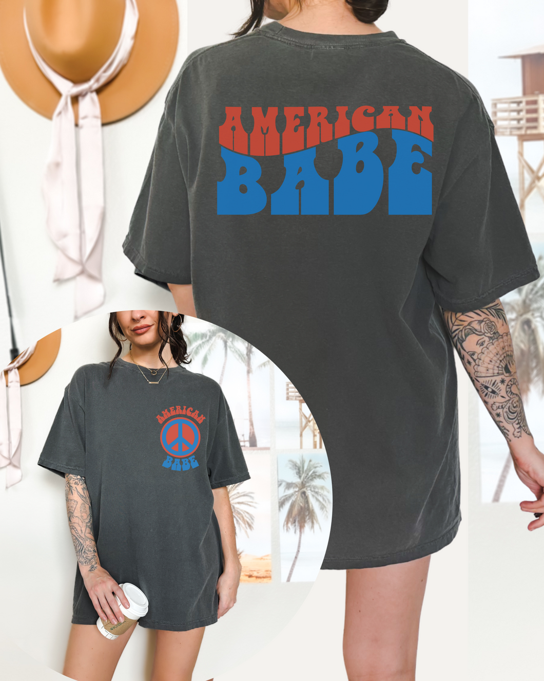 American Babe Comfort Colors® Shirt, Trendy 4th of July T-Shirt, Garment Dyed T-Shirt, Retro T-Shirt