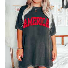 Load image into Gallery viewer, America Comfort Colors® T-Shirt, T-Shirt Dress, Retro Distressed Varsity Letters Design Tee, Oversized print
