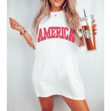 Load image into Gallery viewer, America Comfort Colors® T-Shirt, T-Shirt Dress, Retro Distressed Varsity Letters Design Tee, Oversized print
