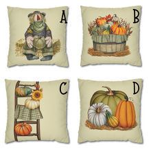 Load image into Gallery viewer, Fall Scarecrow Pillow Covers, Rustic Country Square Covers, Country Farmhouse Decor, Coordinating Pillow Cover Set, Farmhouse Pillows
