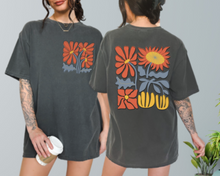 Load image into Gallery viewer, Abstract Wildflowers Comfort Colors® Shirt, Women&#39;s Summer T-Shirt, Garment Dyed, Boho, Retro Design Tee
