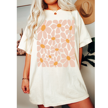 Load image into Gallery viewer, Retro Daisies, Hippie, Abstract Hand-Drawn Comfort Colors® T-Shirt, T-Shirt Dress, Psychedelic, Groovy Flower Shapes Tee
