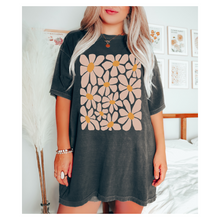 Load image into Gallery viewer, Retro Daisies, Hippie, Abstract Hand-Drawn Comfort Colors® T-Shirt, T-Shirt Dress, Psychedelic, Groovy Flower Shapes Tee
