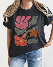 Load image into Gallery viewer, Abstract Boho Flowers Comfort Colors T-Shirt, Women&#39;s Boho Distressed-Look Design, Folk Art Design T-Shirtf
