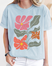 Load image into Gallery viewer, Abstract Boho Flowers Comfort Colors T-Shirt, Women&#39;s Boho Distressed-Look Design, Folk Art Design T-Shirtf
