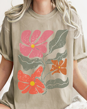 Load image into Gallery viewer, Abstract Boho Flowers Comfort Colors T-Shirt, Women&#39;s Boho Distressed-Look Design, Folk Art Design T-Shirtf
