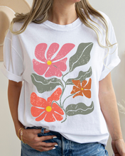 Load image into Gallery viewer, Abstract Boho Flowers Comfort Colors T-Shirt, Women&#39;s Boho Distressed-Look Design, Folk Art Design T-Shirtf
