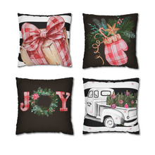 Load image into Gallery viewer, Christmas Pillow Covers, Rustic Country Square Covers, Country Farmhouse Decor, Coordinating Pillow Cover Set, Farmhouse Pillows
