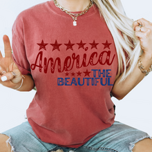 Load image into Gallery viewer, America the Beautiful July 4th Comfort Colors® T-Shirt, T-Shirt Dress, Distressed Fourth of July Design, Oversized Print Summer T-Shirt
