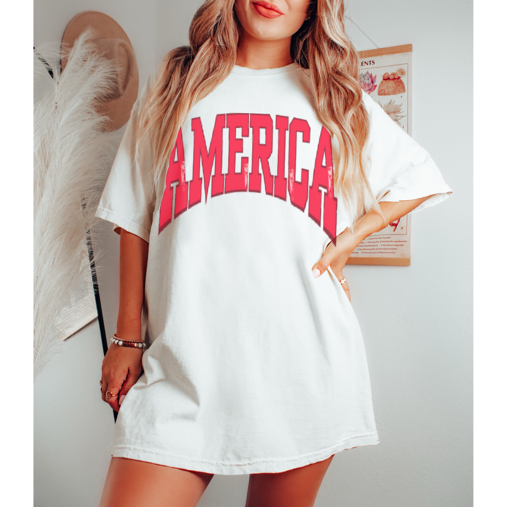 America T-Shirt, Retro 4th of July T-Shirt, Vintage-Inspired Oversize ...
