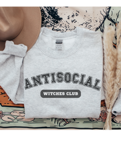 Load image into Gallery viewer, Halloween Antisocial Witches Club Crewneck Sweatshirt, Women&#39;s Cozy Halloween or Fall Pullover
