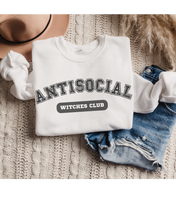 Load image into Gallery viewer, Halloween Antisocial Witches Club Crewneck Sweatshirt, Women&#39;s Cozy Halloween or Fall Pullover
