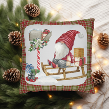 Load image into Gallery viewer, Christmas Pillow Cover, Santa Gnome Christmas Pillow Cover, Rustic Christmas, Holiday Pillow Cover, Farmhouse Decor Pillow, Christmas Porch Decor
