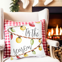 Load image into Gallery viewer, Christmas Pillow Covers, Square Pillow Cover, Country Pillow Covers, Holiday Decor Pillow Cover, Tis The Season, Fun Christmas Pillows
