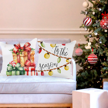 Load image into Gallery viewer, Christmas Pillow Covers, Square Pillow Cover, Country Pillow Covers, Holiday Decor Pillow Cover, Tis The Season, Fun Christmas Pillows
