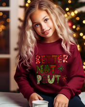 Load image into Gallery viewer, Better Not Pout Youth Crewneck Sweatshirt, Cute Kids Christmas Crewneck Pullover
