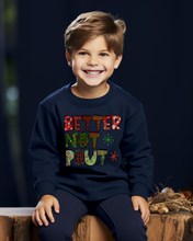 Load image into Gallery viewer, Better Not Pout Youth Crewneck Sweatshirt, Cute Kids Christmas Crewneck Pullover
