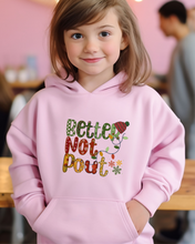 Load image into Gallery viewer, Kids or Youth Christmas Hooded Sweatshirt, Better Not Pout Hoodie, Cozy, Warm Sweatshirt, or Hoodie
