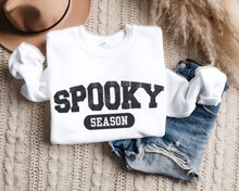 Load image into Gallery viewer, Women&#39;s Halloween or Fall Spooky Season Crewneck Sweatshirt Varsity Letters Shirt
