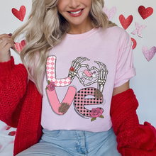Load image into Gallery viewer, Valentine's Day Women's Comfort Colors T-Shirt, Gift for Her, Comfy Tee, Always Free Shipping, Skeleton Hands and Flowers Design
