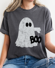 Load image into Gallery viewer, Halloween Boo Comfort Colors T-Shirt, Women&#39;s Distressed-Look Design, Funny Ghost T-Shirt
