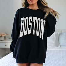 Load image into Gallery viewer, Boston Heavy Blend™ Crewneck Sweatshirt, Unisex-Sized Cozy Pullover, Oversized Retro Boston with Vintage Varsity Letters
