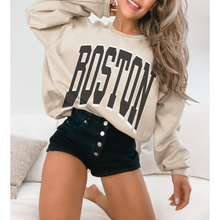 Load image into Gallery viewer, Boston Heavy Blend™ Crewneck Sweatshirt, Unisex-Sized Cozy Pullover, Oversized Retro Boston with Vintage Varsity Letters
