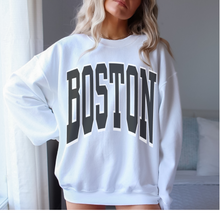 Load image into Gallery viewer, Boston Heavy Blend™ Crewneck Sweatshirt, Unisex-Sized Cozy Pullover, Oversized Retro Boston with Vintage Varsity Letters
