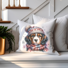 Load image into Gallery viewer, Christmas Pillow Cover, Christmas Puppies Pillow Cover, Cute Holiday Pillow Cover, Christmas Porch Decor
